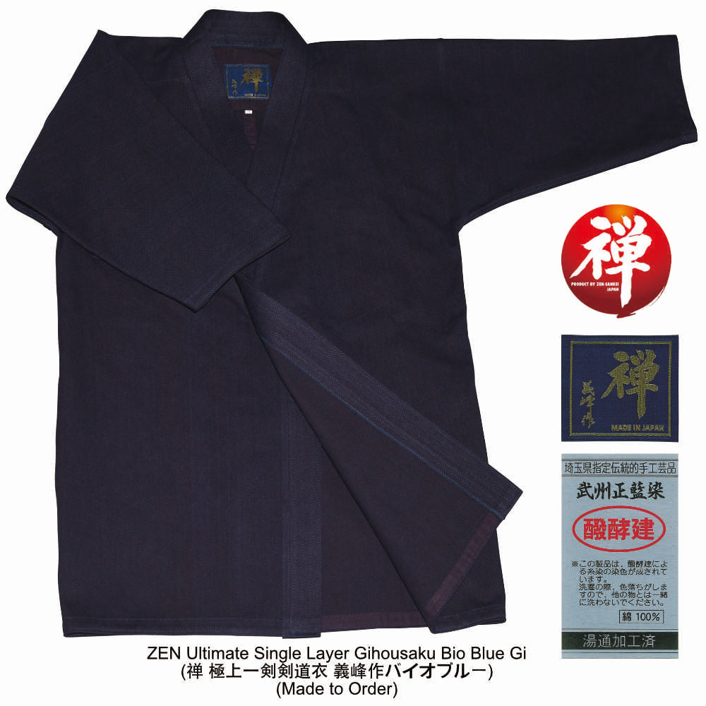 ZEN Ultimate Single Layer Gihousaku Bio Blue Gi (禅 極上一剣剣道衣 義峰作バイオブルー) (Made to Order)